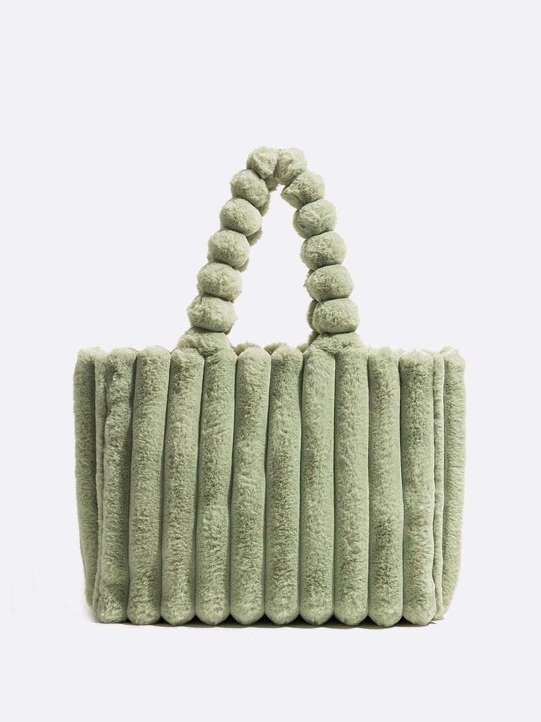 Cabas fausse fourrure vert pastel