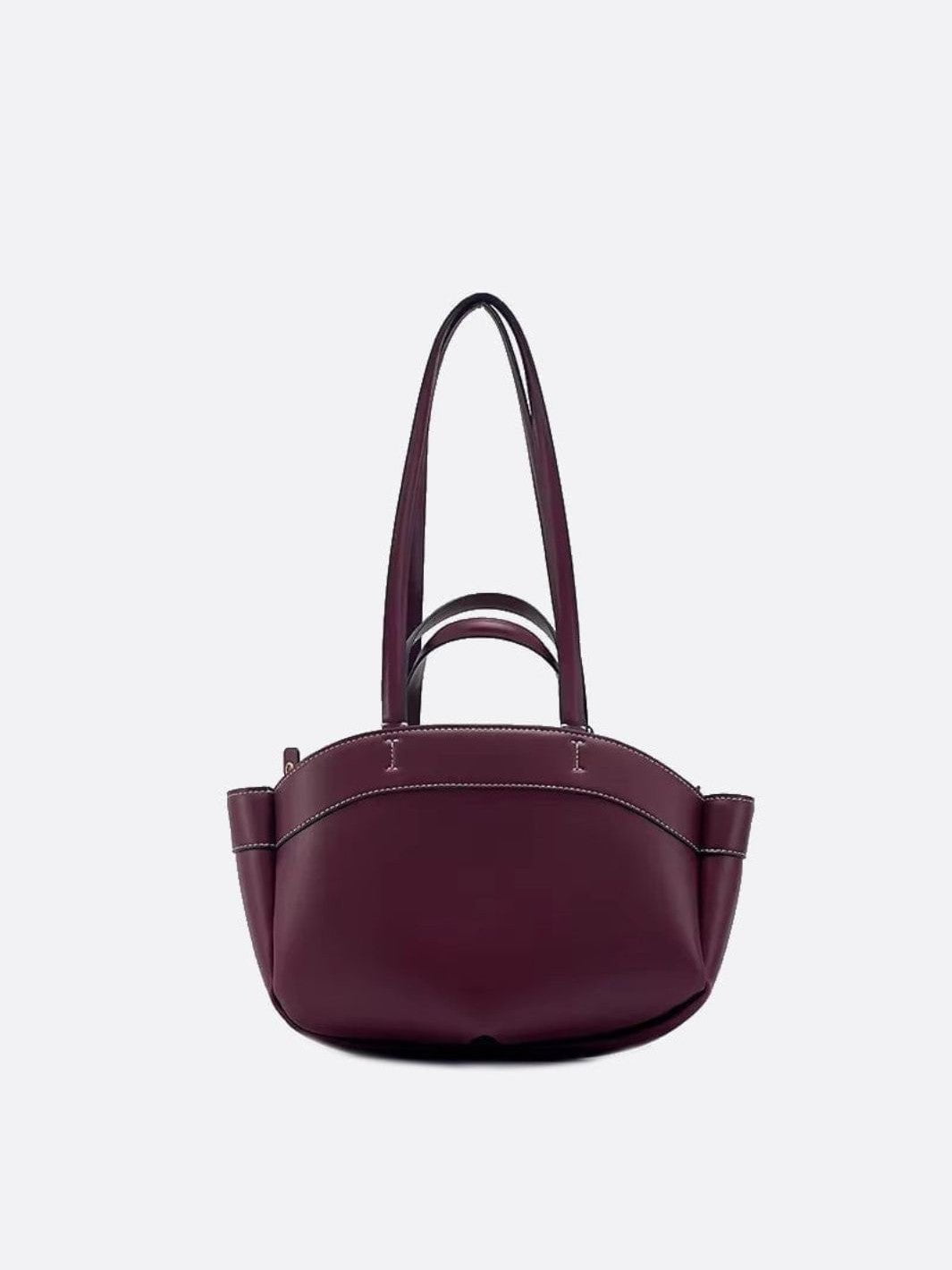 Sac à main cabas cuir bordeaux